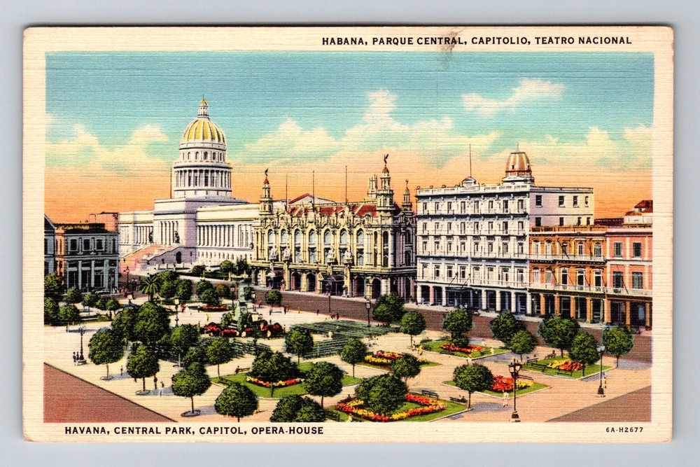Cuba- Havana Central Park Capitol Building Old Postal PC View Vintage Postcard