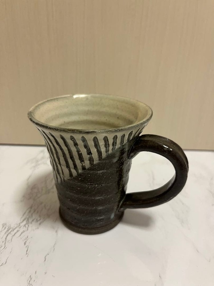 Shigaraki Ware Mug Ceramic Striped Design Coffee Tea Handmade Japan