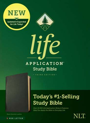 NLT Life Application Study Bible, Third Edition (Genuine Leather, Black, Red