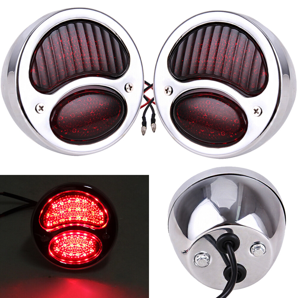 Custom Chrome LED Hot Rod Tail Lights for Ford Model A Cars and Trucks