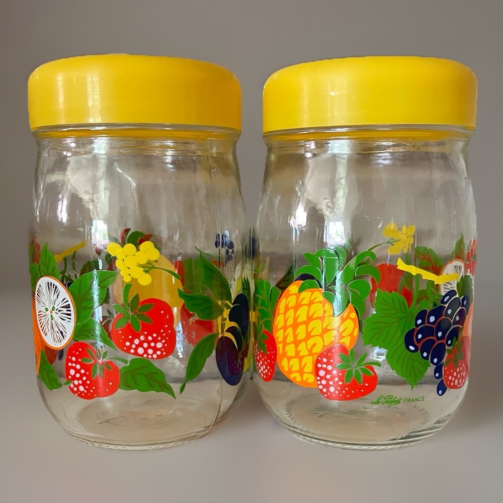 La Parfait France Vintage Canister Set 7” MCM Retro Jars Glass