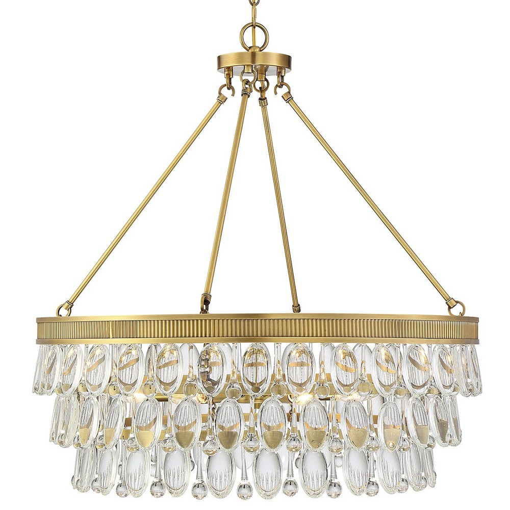 Savoy House Windham 6-Light 28 Inch Brass Crystal Chandelier with Clear Glass Accents