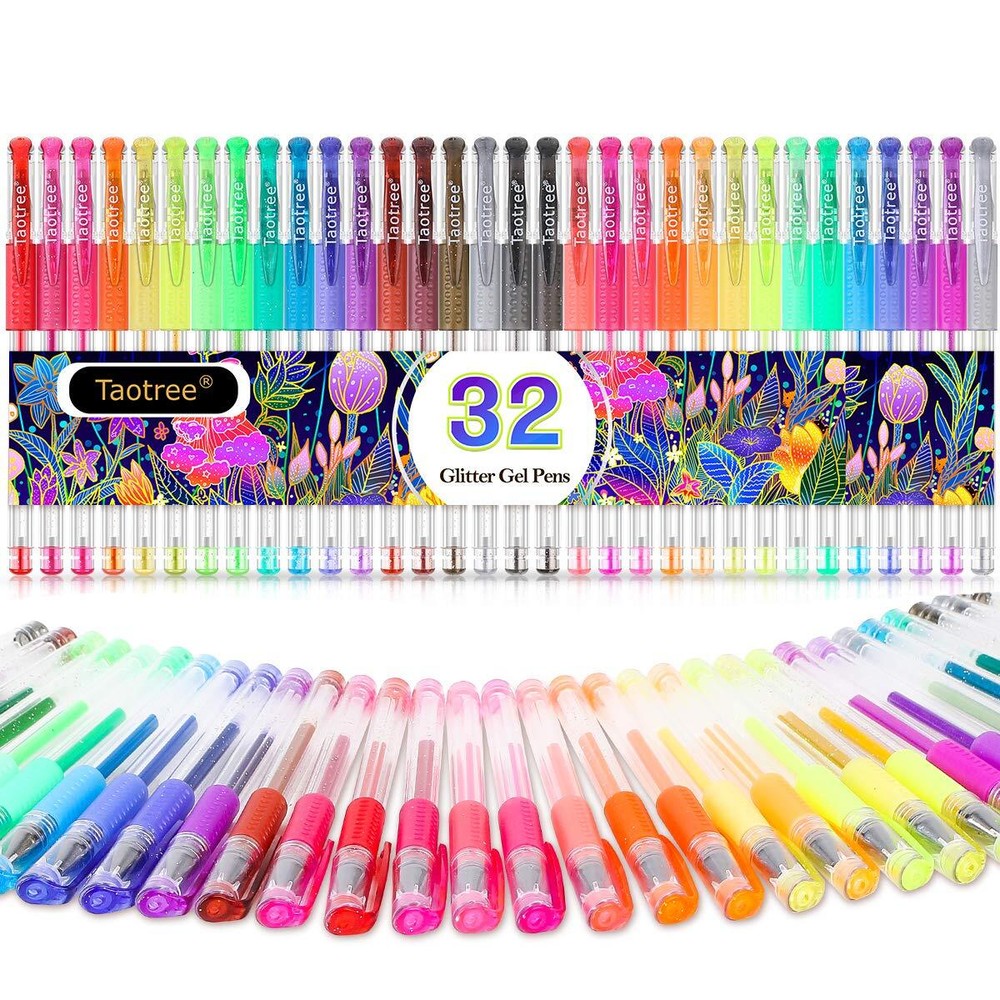 Glitter Gel Pens 32 Color Neon Glitter Pens Fine Tip Art Markers Set 40% More...