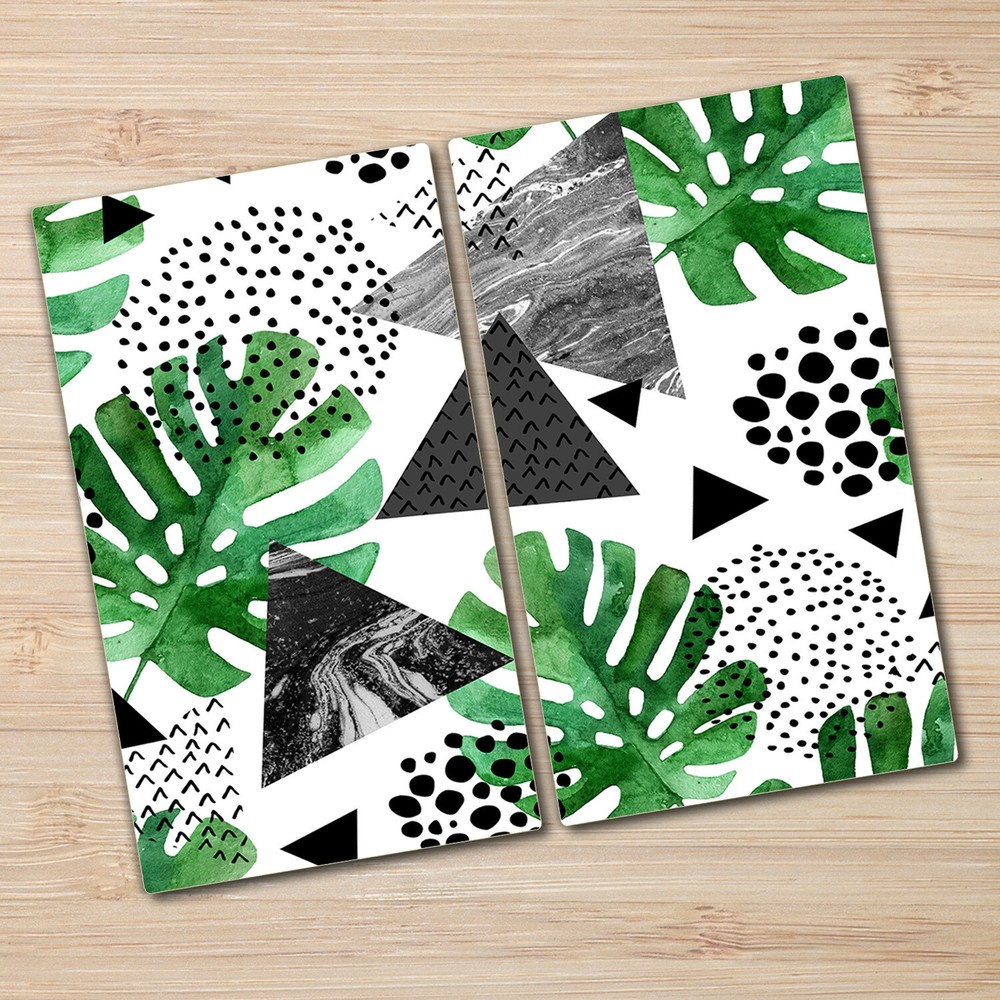 Glass Chopping Board Worktop Saver Abstract Jungle Geometric Tropical 2x30x52