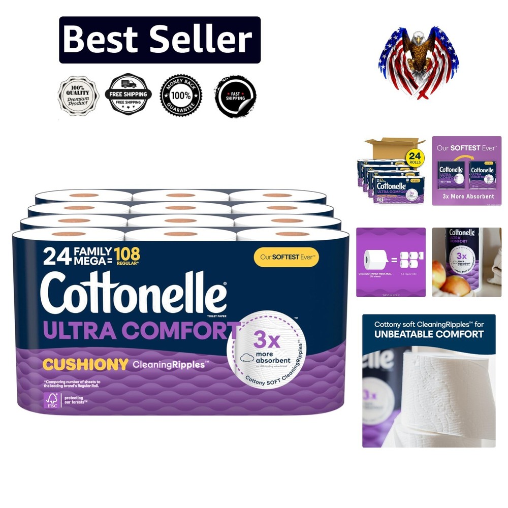 Softest CleaningRipples 2-Ply Bath Tissue in Family Mega Rolls, Pack of 24