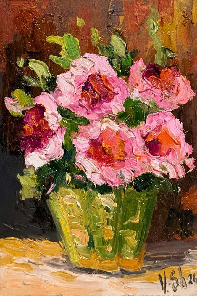 Flowers Roses Wildflower Painting Original Floral Oil Impasto Art Signed