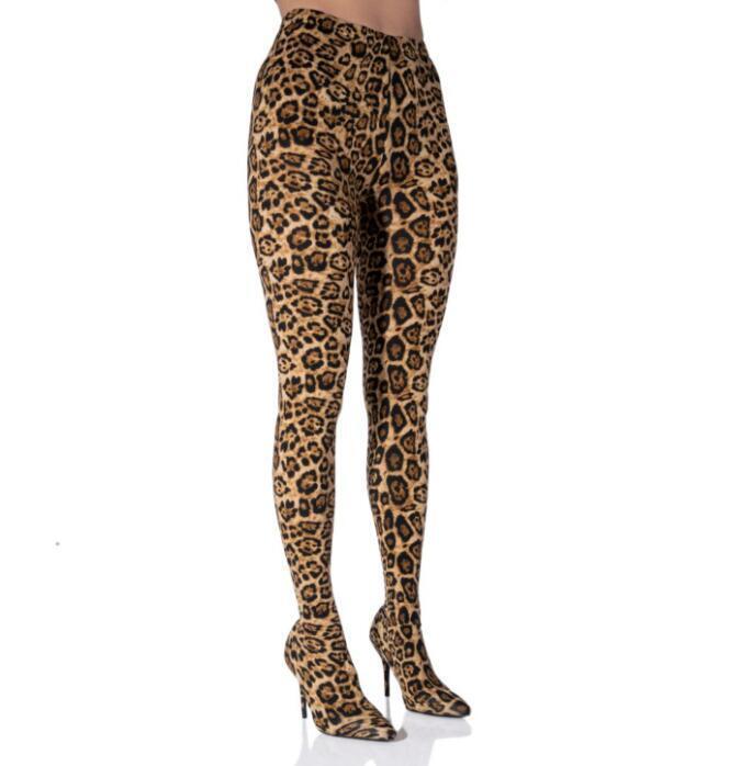 Pants Boots Stiletto HIgh Heel Leopard Pointy Toe Casual Womens Pull On Shoes