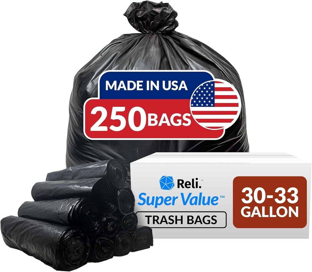 Bolsas de basura de alta resistencia sin perfume de 250 unidades - perfectas para residuos de 33 galones