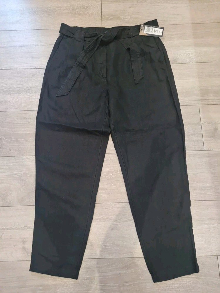 M&S Pure Linen Size 14 UK Wide Leg Trouser Cropped BNWOT