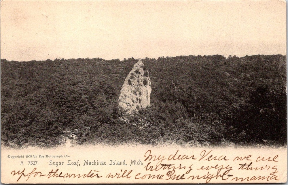 Mackinac Island Sugar Loaf Vintage Postcard Scenic View