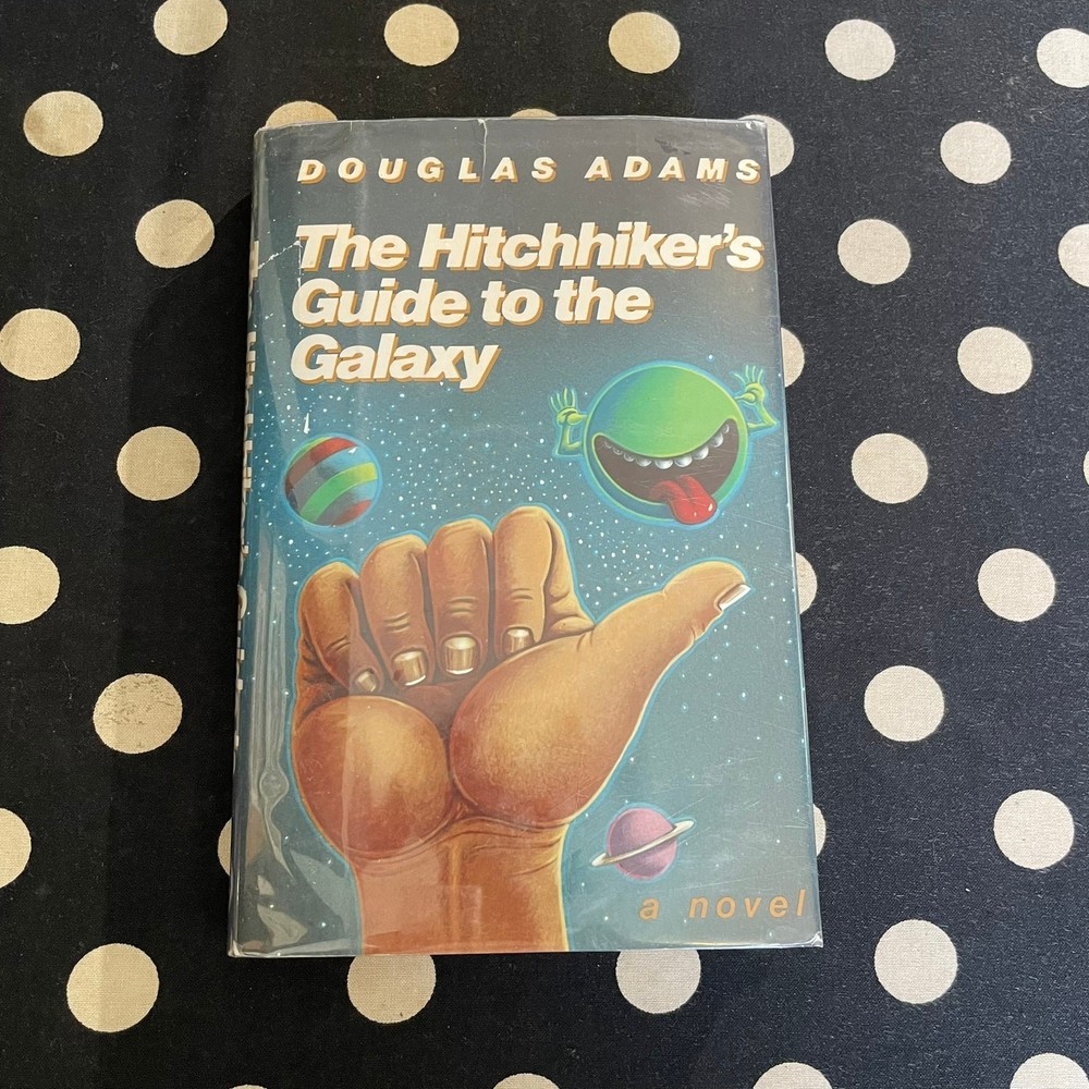 The Hitchhiker’s Guide to the Galaxy by Douglas Adams 1989 Hardcover in Mylar