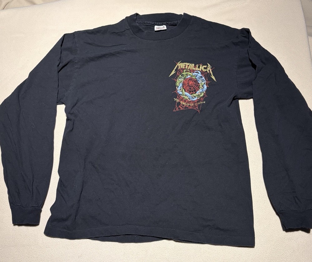 Vintage 90s Metallica The Struggle Within Long Sleeve Shirt Anvil Black Album L