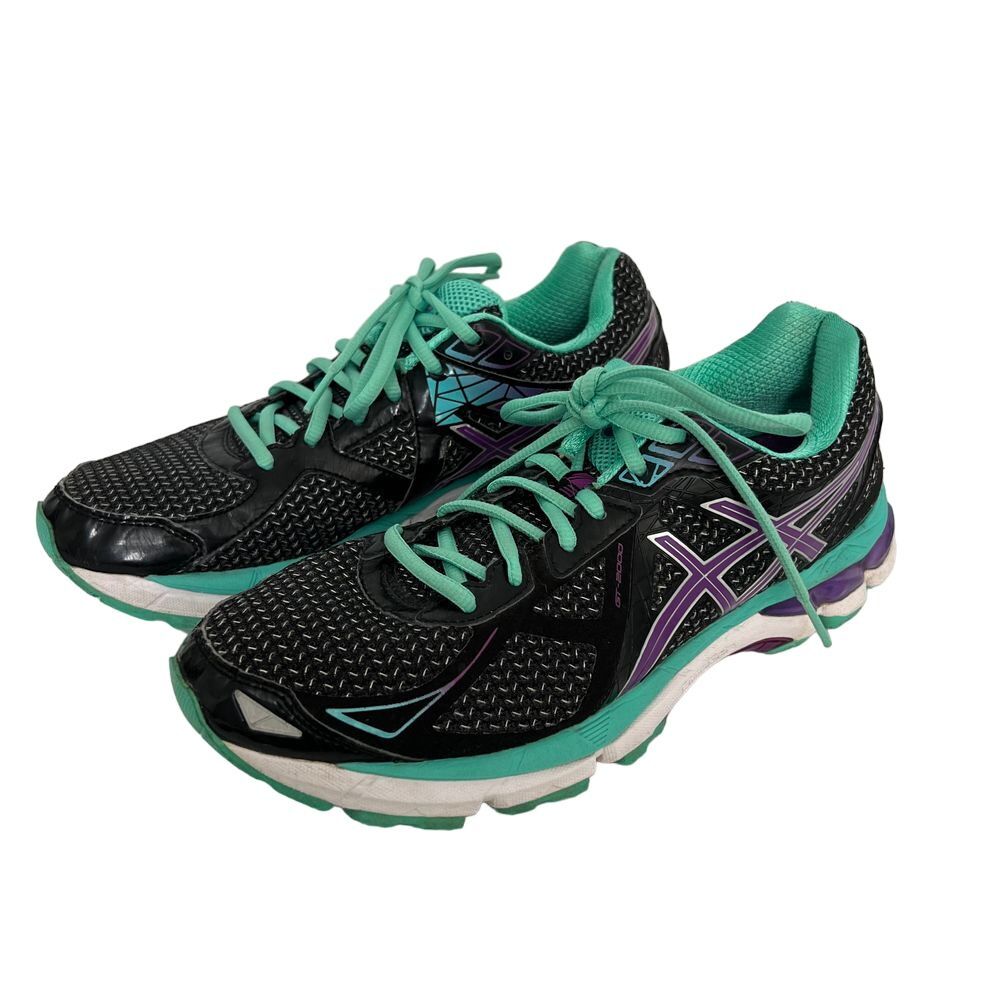 Asics Women's 10 Fluid Ride T550N Black Mint Purple Running Shoes