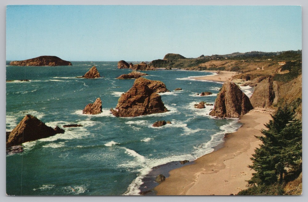 Harris Beach State Park Oregon~Coast View~Vintage Postcard