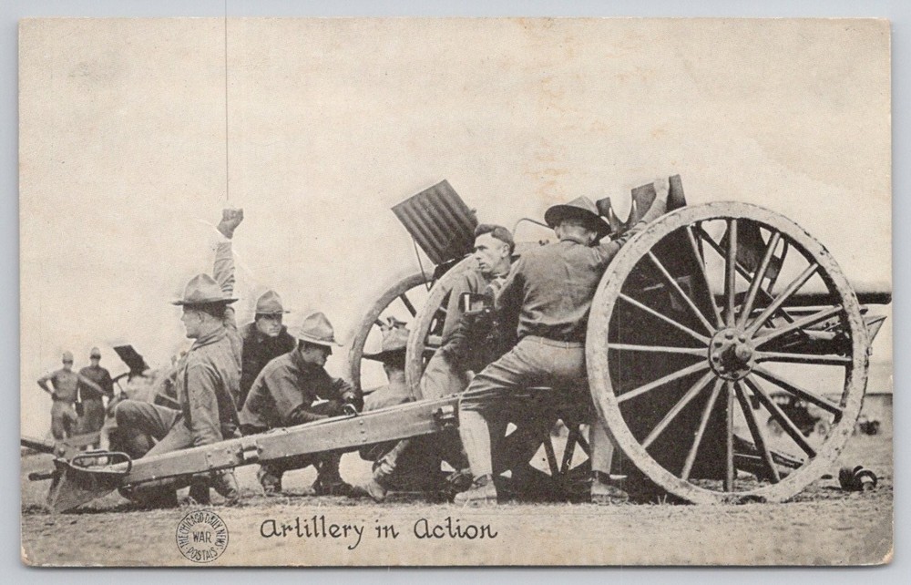 WWI Photo Postcard Artillery in Action Chicago Daily News
