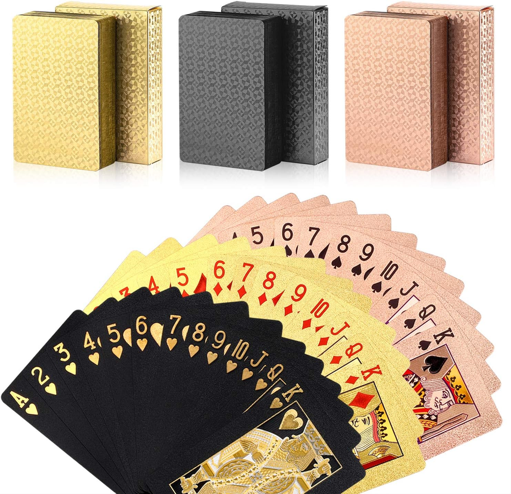 3 Decks Playing Cards Foil Poker Cards Deck of Cards 24K Gold Diamond Foil Poker