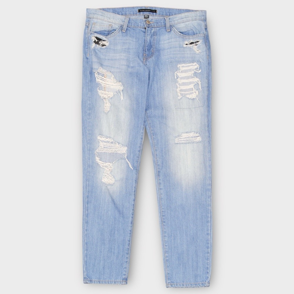 Flying Monkey Women’s Platinum Jeans Size 28 Ripped Light Wash Slim Fit