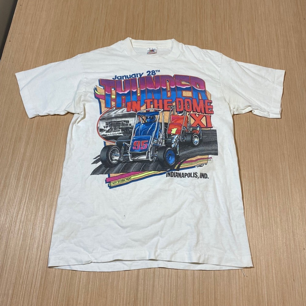 Vintage 1994 Thunder in the Dome XI Racing T-Shirt White Single Stitch Large