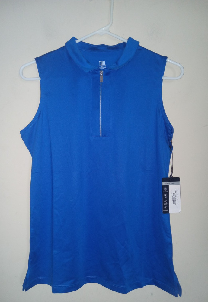 Tail  Women's Golf Shirt Medium Sleeveless Polo 1/4 Zip Lifestyle Casual Blue