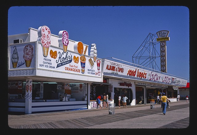 Seaside Heights New Jersey Boardwalk Stores 1978 Kohrs Ice Cream, Lucky Leo's