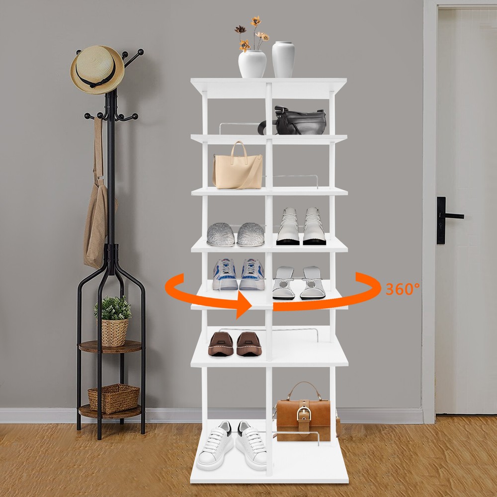 6-Tier Rotating Shoe Rack Organizer with 360-Degree Spinning Display Shelf