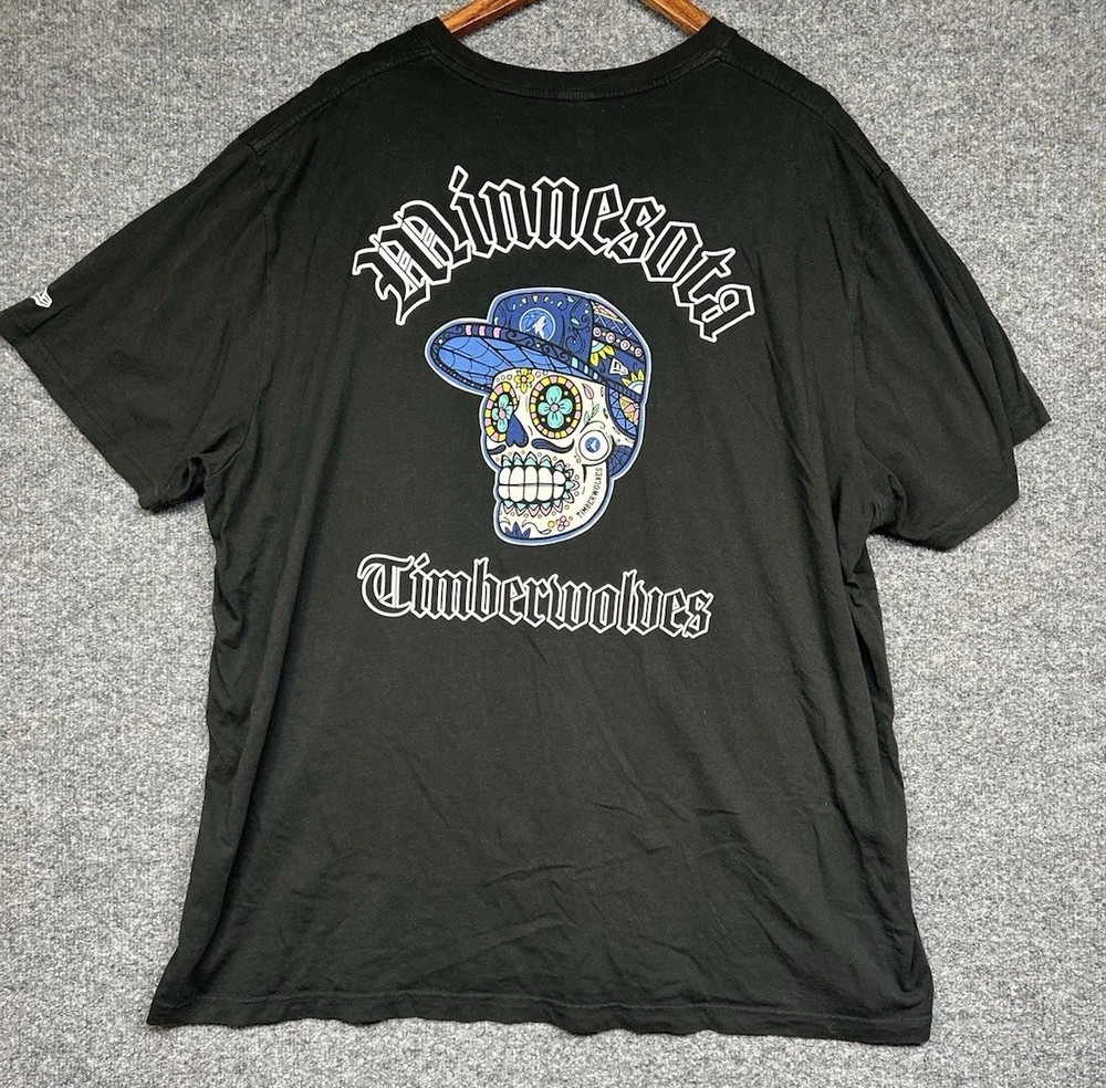 New Era Minnesota Timberwolves NBA Men 3XL Sugar Skull Black Short Sleeve TShirt