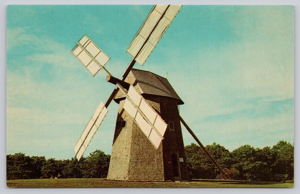Chatham's Old Grist Mill Windmill MA Postcard Dexter Press Chrome 1950s