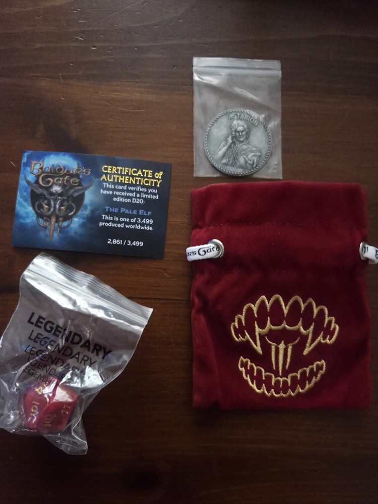 BG3 Baldur's Gate 3 D&D Treasure Pack Astarion Coin Legendary The Pale Elf Dice