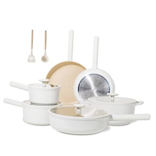 17-Piece Ceramic Non-Stick Cookware Set for Induction Stoves, Healthy Cooking