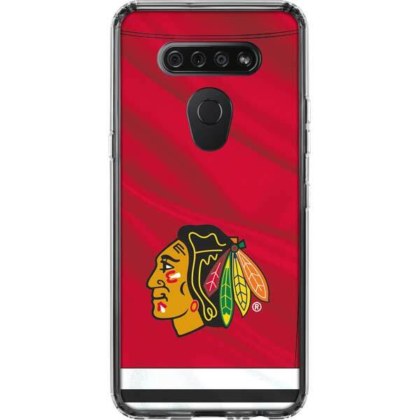 NHL Chicago Blackhawks LG K51/Q51 Clear Case - Blackhawks Red Stripes