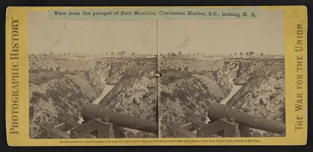 Photo:Fort Moultrie Charleston Harbor SC 1865 Cannon Battery Stereograph