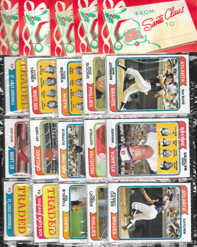 5 X 1974 Topps Holiday Baseball Card Rack Pack Lot (J-572)