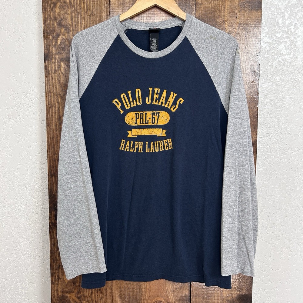 Y2K Polo Jeans Ralph Lauren Long Sleeve Shirt L Preppy Logo Spell Out Classic