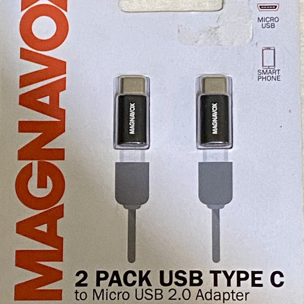 USB Type C To Standard Micro USB 2.0 Female Adapter Magnavox 2 Pack