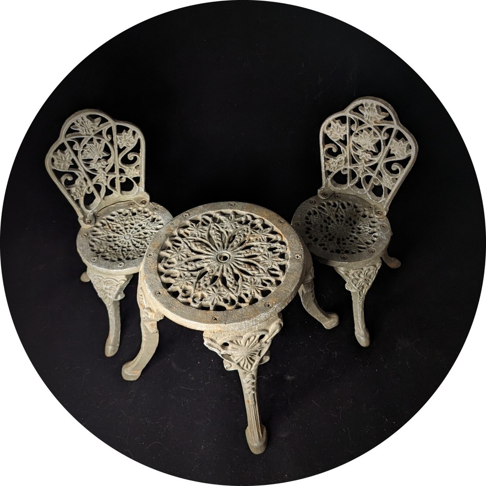 Vintage Victorian style cast-iron garden furniture set for dolls