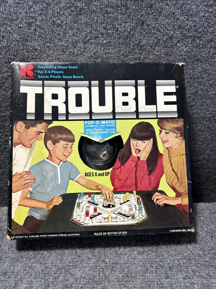 VINTAGE KOHNER BROS 1965 POP-O-MATIC TROUBLE BOARD GAME. Still Pops