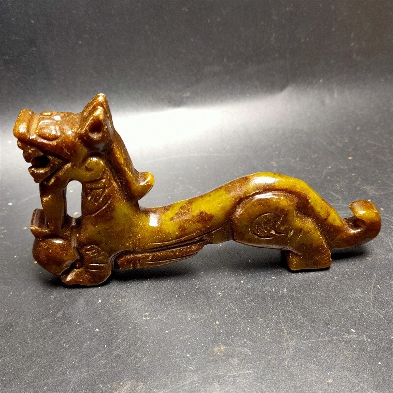 China Heian jade carved Feng Shui Lucky wealth beast statue ornament Jewelry