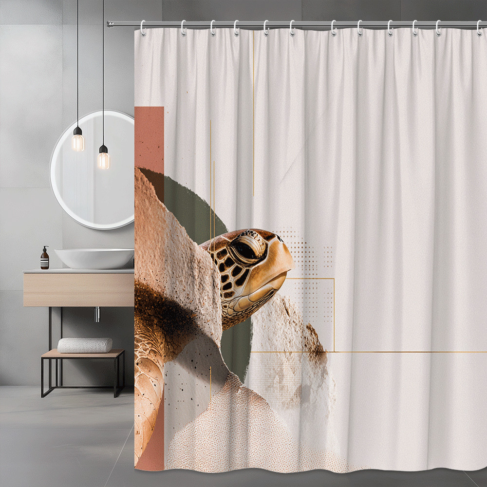 Sea Turtle Abstract Shower Curtain Graphic Ocean Decor