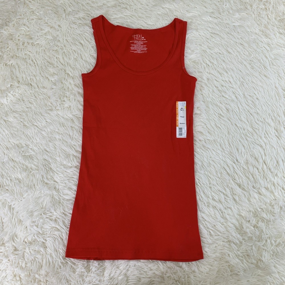 Time and Tru red ribbed tank top medium
