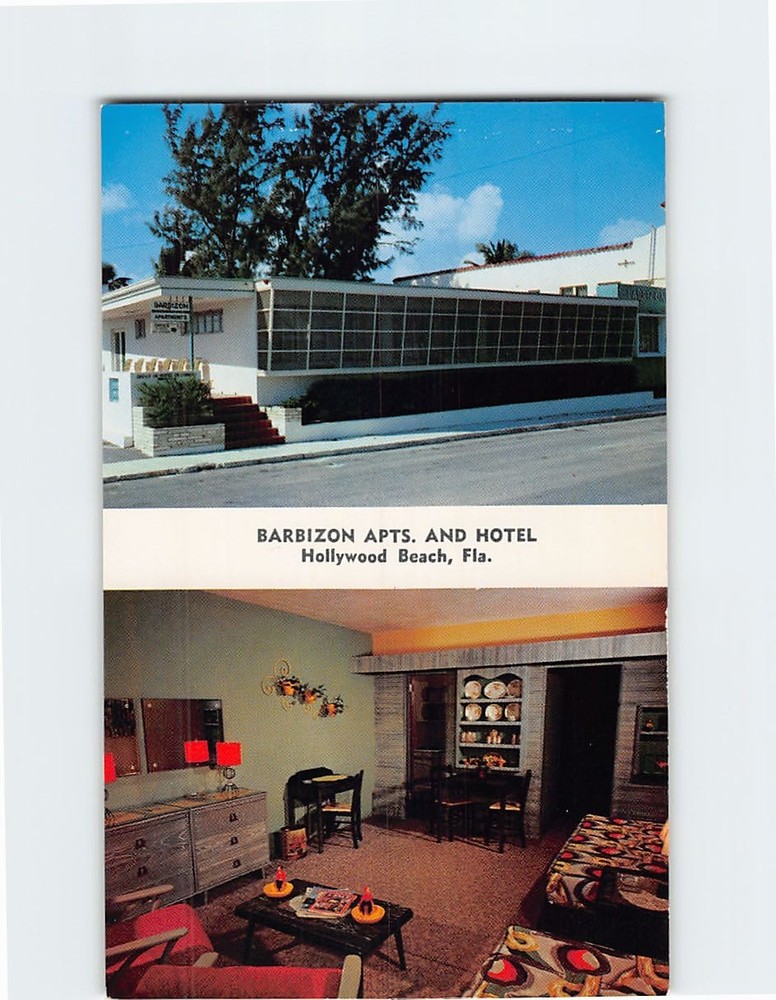 Postcard Barbizon Apartments Hollywood-by-the-Sea Florida USA