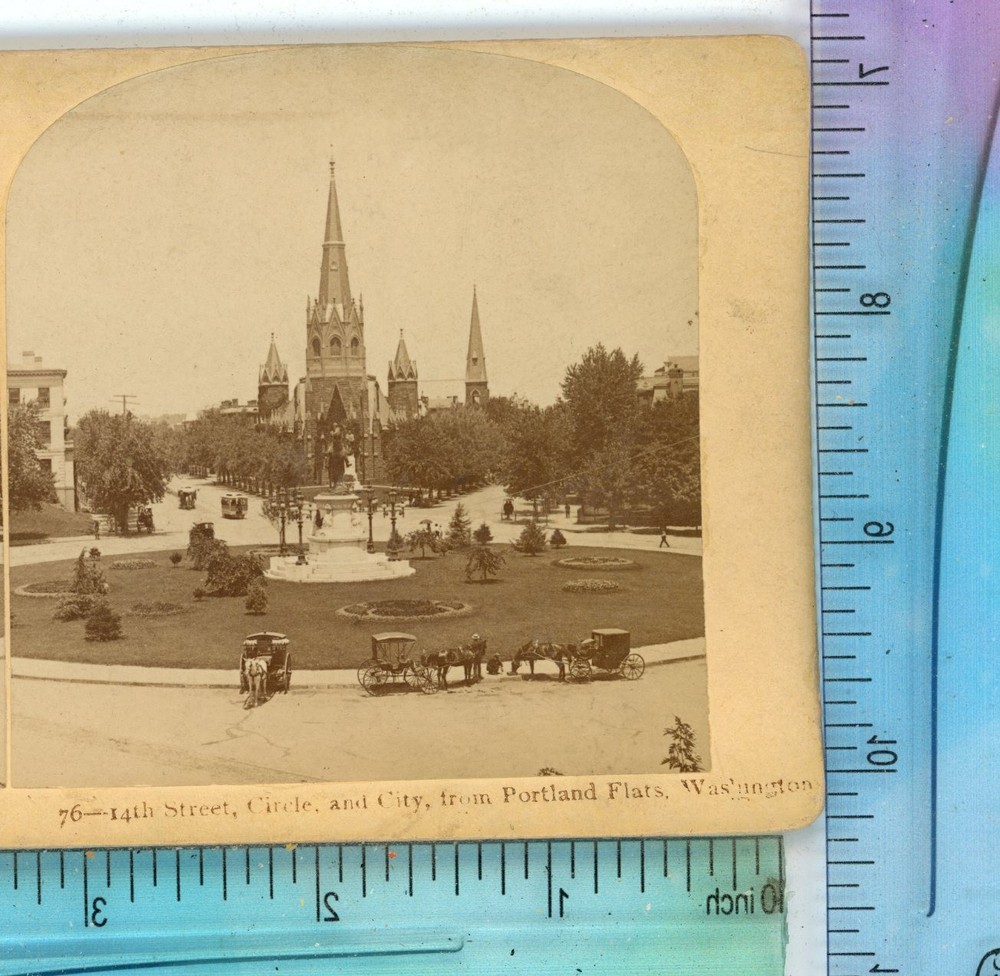14th Street Circle & City Portland Flats Washington DC  Stereoview