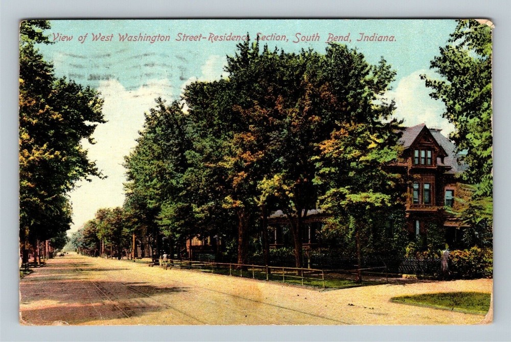 South Bend IN-Indiana, West Washington Street Residences, c1909 Vintage Postcard