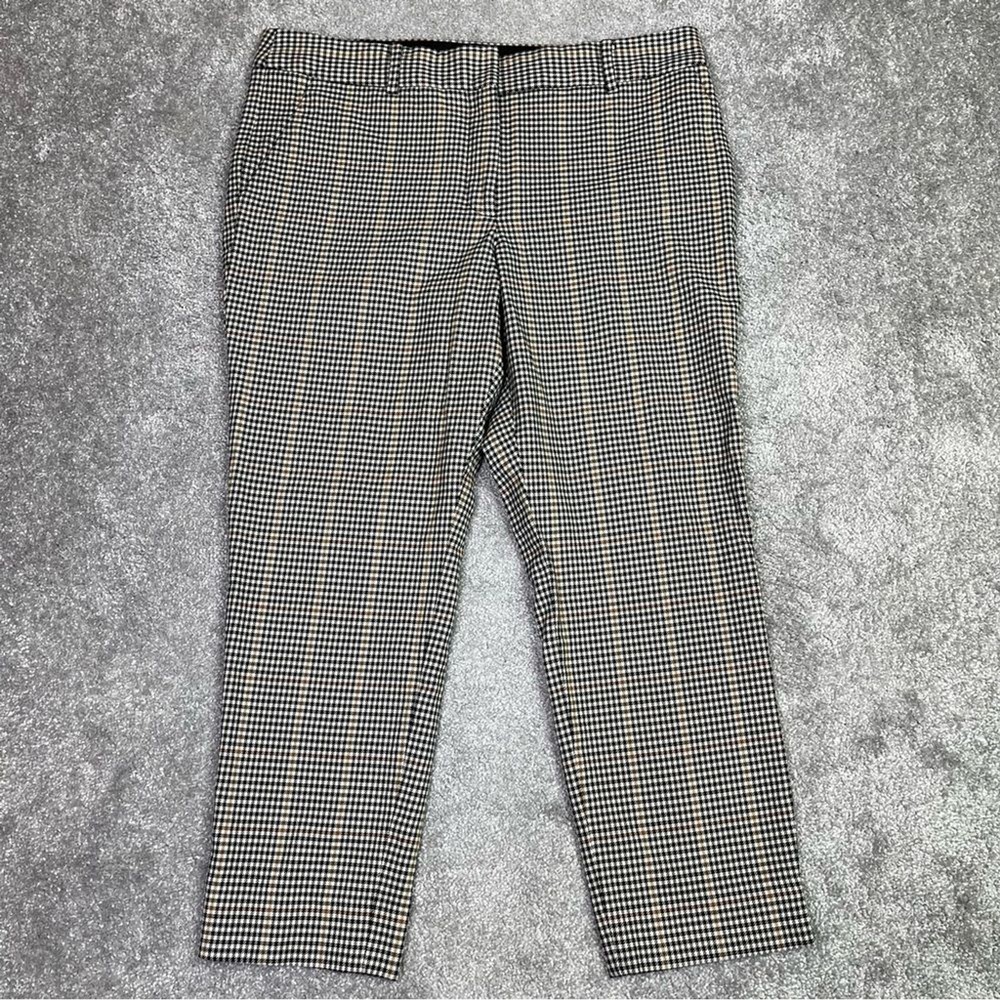 Talbots Pants Women's 12 Petite Black Multi Hampshire Ankle Straight High Rise