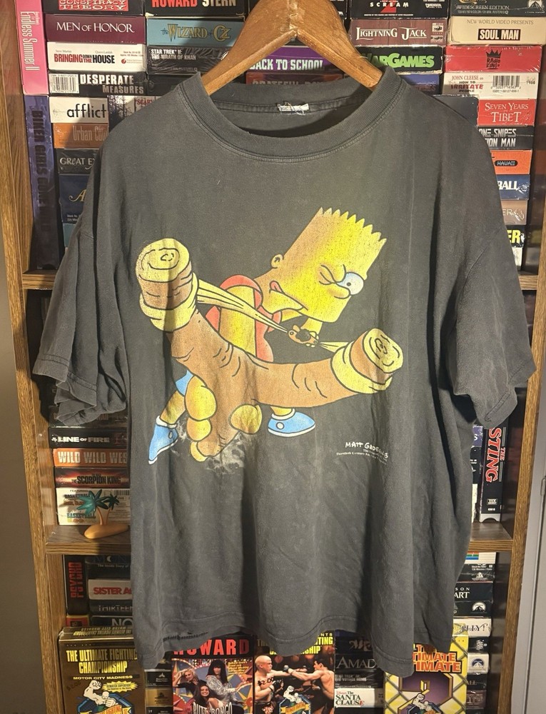 Vintage 90s The Simpsons Bart Slingshot Cartoon Homer T-shirt L