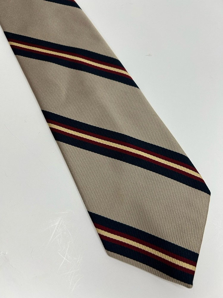 Resilio Men's Striped Beige Navy Red Tie Classic Formal Necktie Accessory