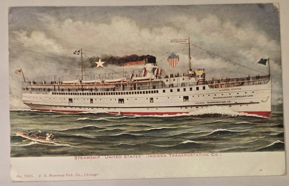 V. O. Hammon Steamship Postcard Chicago Illinois 1909 Divided Back Nautical