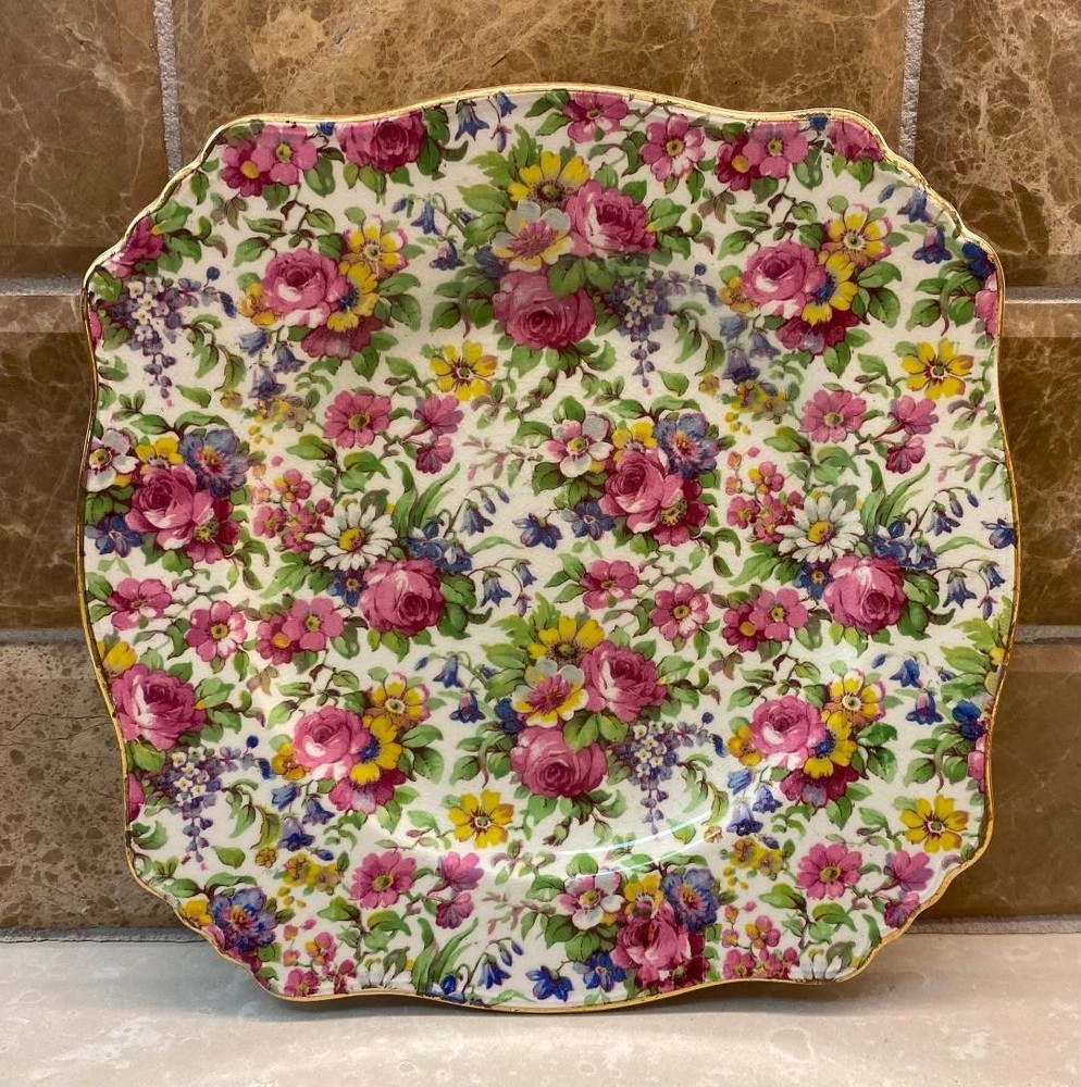 Vintage Royal Winton Grimwades Summertime Square Plate 7 7/8