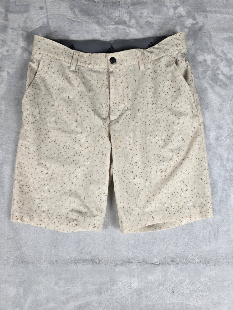 Adidas Shorts Mens 30 Ultimate 365 Golf Chino Beige Golf Print Tee Flag