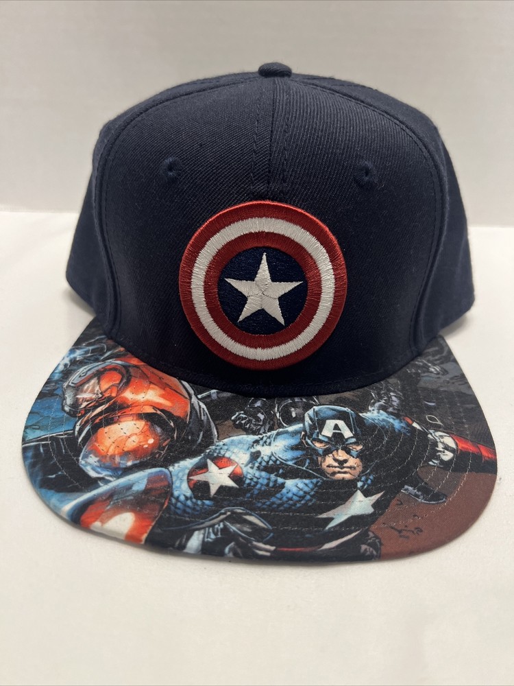 Marvel Captain America Adjustable Snapback Flat Bill Baseball Cap NWOT
