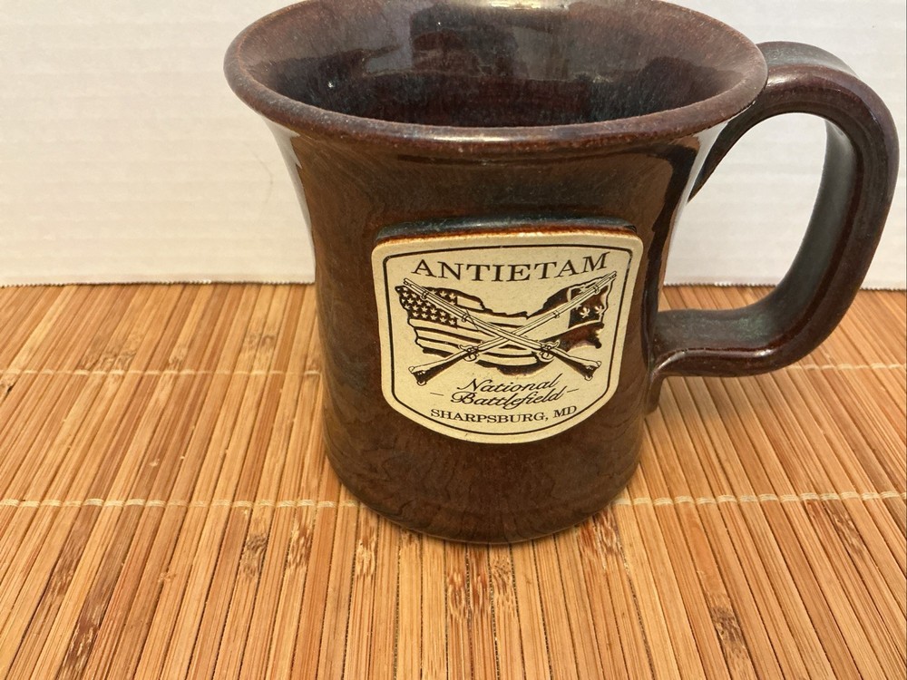 Antietam National Battlefield Brown ceramic Studio Pottery Coffee Mug Cup 4” T
